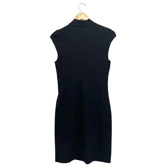 Helmut Lang Draped Twisted Front Cap Sleeve Dress in Black Sheath Dress Size 8 - Picture 3 of 12